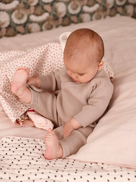 Pantalon en tricot + chaussons bébé beige 2 - vertbaudet enfant 