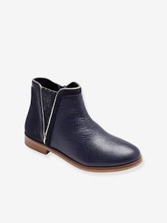 -Boots cuir fille zippées et élastiquées