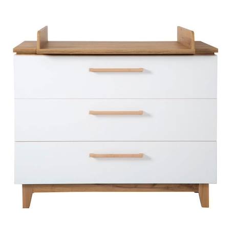 Commode à Langer ROBA Finn avec 3 Tiroirs - Fermeture Progressive - Blanc / Chêne Doré BLANC 2 - vertbaudet enfant 