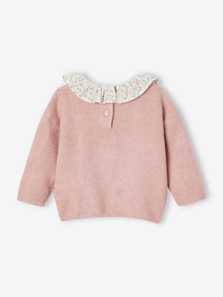 Pull à collerette imprimée fleurs bébé bleu chiné+mauve 5 - vertbaudet enfant 