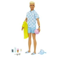 Jouet-Barbie®-Ken® Plage-Poupée blonde short de bain et accessoires de plage HPL74