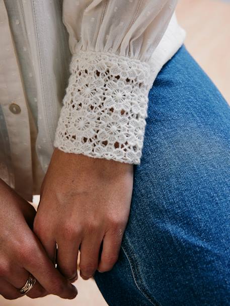 Blouse effet broderie grossesse et allaitement blanc 5 - vertbaudet enfant 