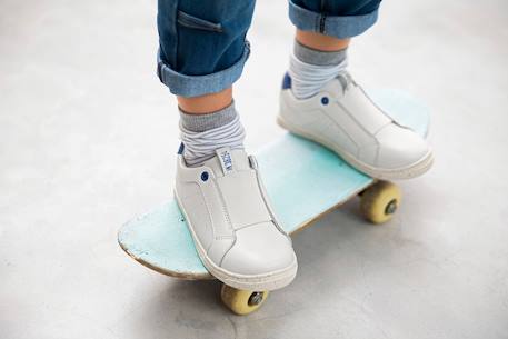 Baskets élastiquées garçon en cuir Blanc 6 - vertbaudet enfant 