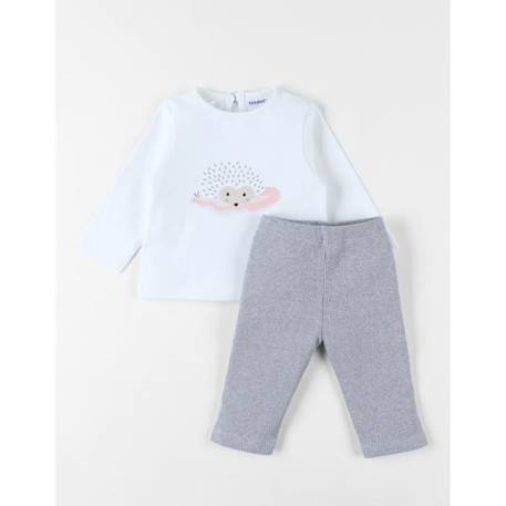 Set t-shirt + legging, jersey côtelé BLANC 1 - vertbaudet enfant 