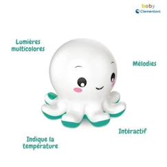 Jouet-Premier âge-Jouets de bain-Jouet de bain interactif Baby Clementoni - Colin le poulpe lumineux et musical