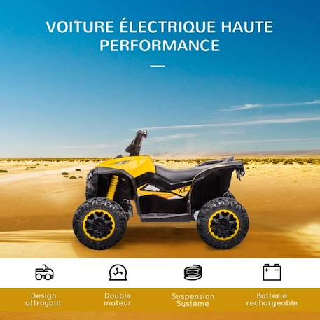 Quad buggy électrique enfant - HOMCOM - 12V - Effets lumineux et sonores - Jaune Noir BLANC 4 - vertbaudet enfant 