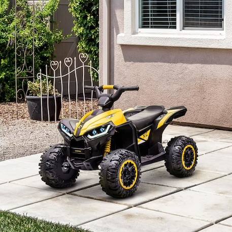 Quad buggy électrique enfant - HOMCOM - 12V - Effets lumineux et sonores - Jaune Noir BLANC 2 - vertbaudet enfant 