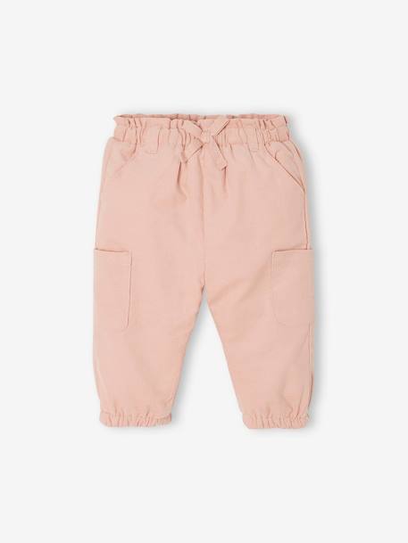 Pantalon battle velours doublé polaire bébé rose poudré 1 - vertbaudet enfant 