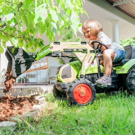 Tractopelle à pédales Claas avec excavatrice arrière et remorque - FALK - Dès 3 ans - Fabriqué en France - 50% de Plastique recyclé VERT 5 - vertbaudet enfant 