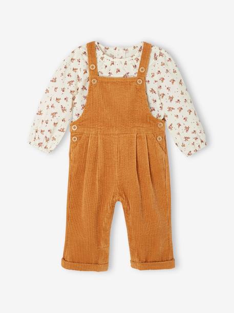 Ensemble blouse + salopette  bébé caramel+vieux rose 1 - vertbaudet enfant 