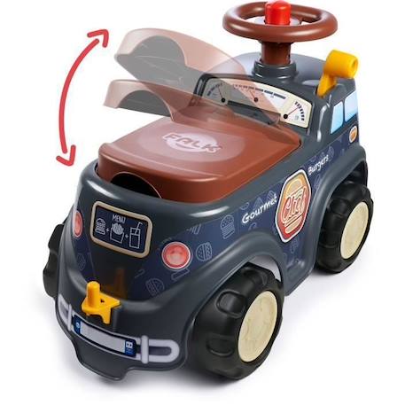 Porteur Food Truck 1er âge avec volant directionnel avec klaxon, remorque et accessoires - FALK - Dès 12 mois - Fabriqué en France GRIS 2 - vertbaudet enfant 