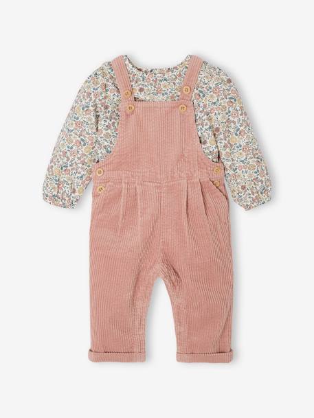 Ensemble blouse + salopette  bébé caramel+vieux rose 8 - vertbaudet enfant 