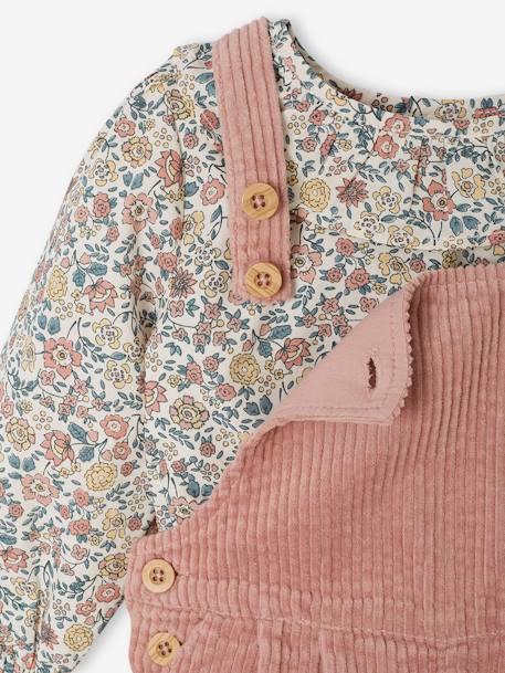 Ensemble blouse + salopette  bébé caramel+vieux rose 12 - vertbaudet enfant 