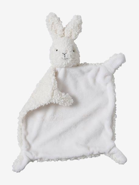 Doudou lapin et hochet en sherpa personnalisable avec mallette blanc 4 - vertbaudet enfant 