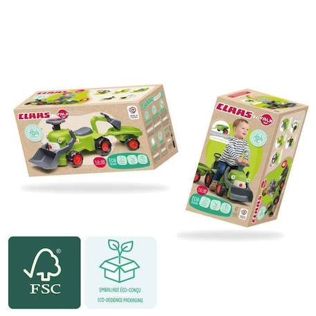 Porteur tractopelle Claas 1er âge avec excavatrice et remorque - FALK - Dès 12 mois - Fabriqué en France - 90% de plastique recyclé VERT 6 - vertbaudet enfant 