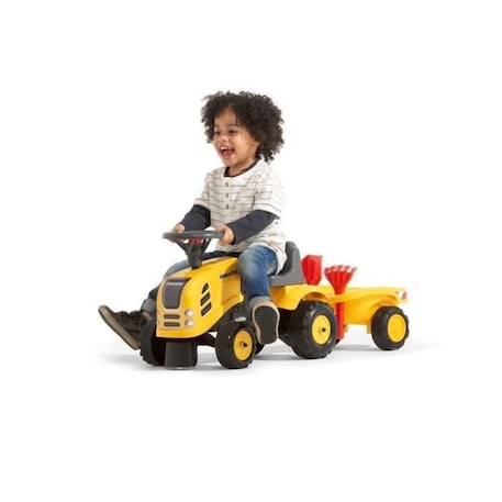 Porteur tracteur Komatsu avec remorque, pelle et râteau - FALK - Dès 12 mois - 100% Fabriqué en France - 40% de Plastique recyclé JAUNE 2 - vertbaudet enfant 