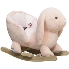 Jouet-Premier âge-Cheval à bascule lapin avec fauteuil intégré et ceinture de sécurité rose