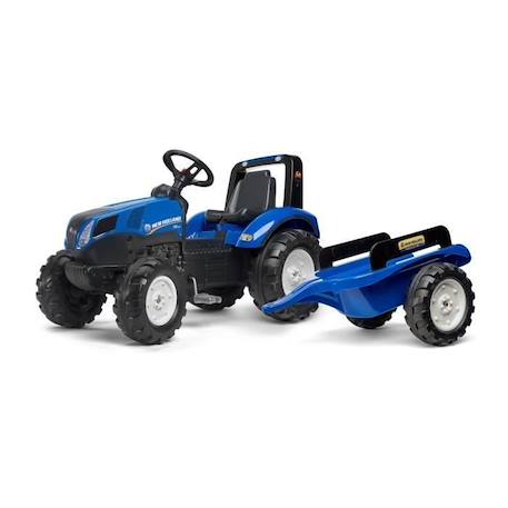 Tracteur à pédales New Holland avec remorque - Dès 2 ans - FALK - 100% Fabriqué en France - Contient 60% de Plastique recyclé BLEU 1 - vertbaudet enfant 