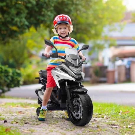 Moto électrique pour enfants moto porteur Honda pour enfants 3 à 6 ans avec musique, phares avec 2 roues d'entraînement - blanc BLANC 3 - vertbaudet enfant 