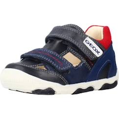 Chaussures-Chaussures garçon 23-38-Baskets, tennis-Basket Cuir Enfant Geox - Marine/Rouge - Scratch réglable - Confort exceptionnel