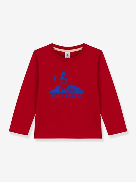 T-shirt enfant manches longues en coton PETIT BATEAU rouge 1 - vertbaudet enfant 