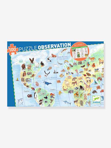 Puzzle 100 pièces Les animaux du monde DJECO multicolore 4 - vertbaudet enfant 