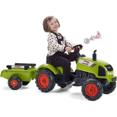 Tracteur à pédales Claas avec capot ouvrant et remorque - Dès 2 ans - FALK - 100% Fabriqué en France - 75% de plastique recyclé VERT 2 - vertbaudet enfant 