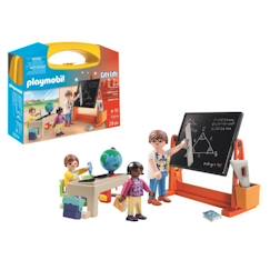 Jouet-Jeux d'imagination-Figurines, mini mondes, héros et animaux-PLAYMOBIL - 70314 - Valisette école - Enfant - Mixte - Bleu - 4 ans - Playmobil City Life - Plastique