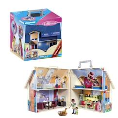 Jouet-PLAYMOBIL 70985 Maison Transportable Bleue, 3 personnages, Accessoires inclus, 70985, Dollhouse, La maison traditionnelle