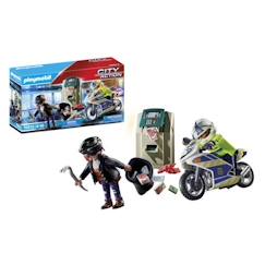 Jouet-PLAYMOBIL 70572 Policier en moto et voleur, City Action, Les policiers, Dès 4 ans