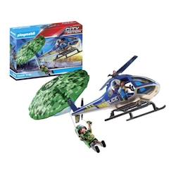 Jouet-PLAYMOBIL - 70569 - City Action - Hélicoptère de police et parachutiste