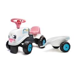 Jouet-Jeux de plein air-Tricycles, draisiennes et trottinettes-Porteur Tracteur Rainbow Farm avec remorque - Dès 12 mois - FALK - 100% Fabriqué en France - Contient 40% de plastique recyclé