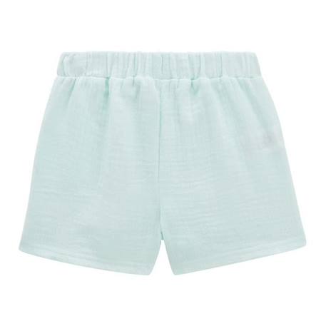 Short bébé en gaze de coton - Dahlia - Bleu - Taille élastique - Matière douce - Poches BLEU 2 - vertbaudet enfant 