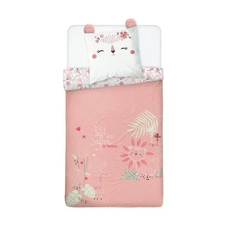 Housse de couette enfant + taie d'oreiller Petit Safari ROSE 1 - vertbaudet enfant 