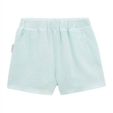 Short bébé en gaze de coton - Dahlia - Bleu - Taille élastique - Matière douce - Poches BLEU 1 - vertbaudet enfant 