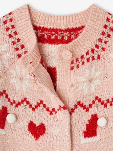 Gilet jacquard Noël détails brillants fille rose poudré 3 - vertbaudet enfant 