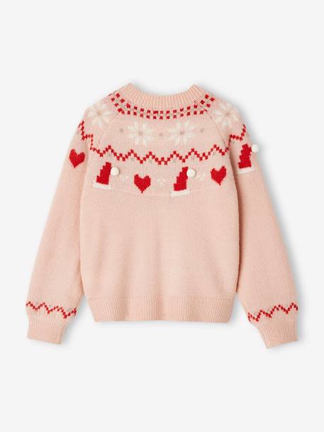 Gilet jacquard Noël détails brillants fille rose poudré 2 - vertbaudet enfant 