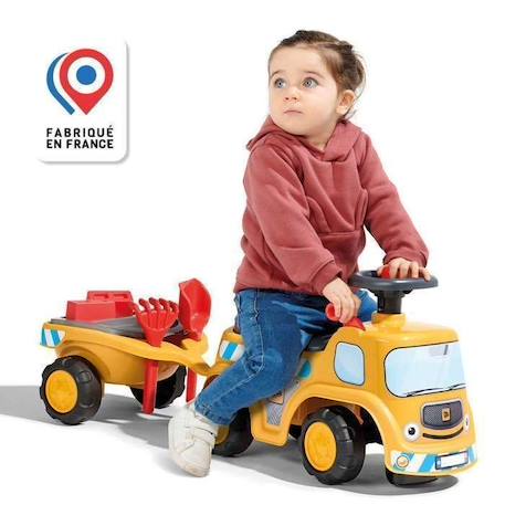 Porteur Chantier JCB avec remorque et accessoires - FALK - Dès 12 mois - 100% fabriqué en France JAUNE 2 - vertbaudet enfant 