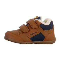 Chaussures-Chaussures fille 23-38-Basket Montante à Scratch Geox Elthan - Marron/Bleu - Enfant - Plat - Synthétique - Mixte