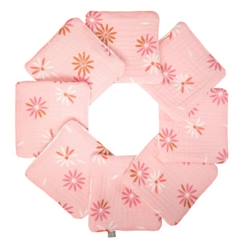 Puériculture-Toilette de bébé-Lingettes bébé lavables - SEVIRA KIDS - Collection Rosella - Rose - Lot de 8 - Gaze de coton