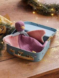 Jouet-Premier âge-Doudous et jouets en tissu-Doudou oiseau bi-matière personnalisable avec mallette