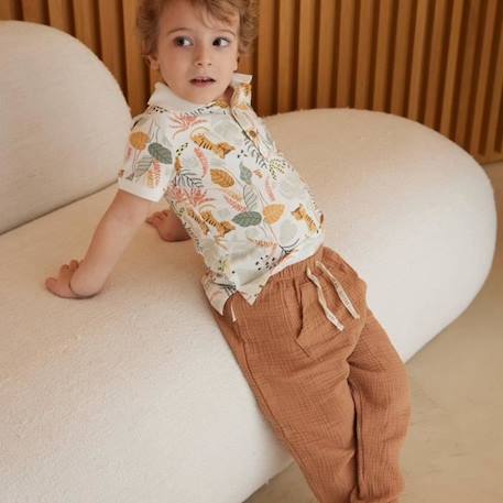 Pantalon bébé en gaze de coton Petit Envahisseur MARRON 4 - vertbaudet enfant 