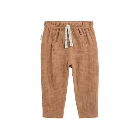 Pantalon bébé en gaze de coton Petit Envahisseur MARRON 1 - vertbaudet enfant 