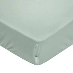 -Drap housse en coton jersey Uni 90x190 Vert de gris