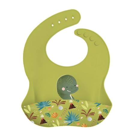 Bavoir récupérateur en silicone Animaux DINO VERT 2 - vertbaudet enfant 