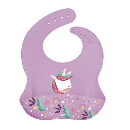 Bavoir récupérateur en silicone Animaux LICORNE VIOLET 2 - vertbaudet enfant 