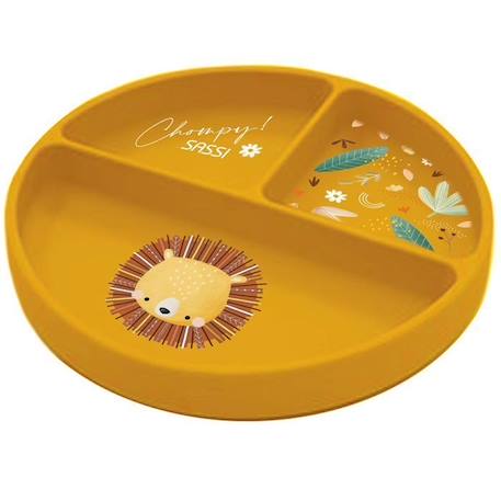 Assiette compartimentée en silicone avec ventouse Animaux LION ORANGE 2 - vertbaudet enfant 