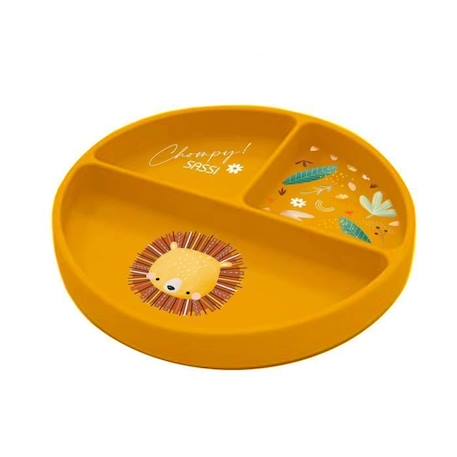 Assiette compartimentée en silicone avec ventouse Animaux LION ORANGE 1 - vertbaudet enfant 