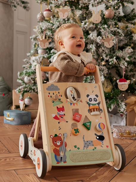 Chariot de marche pliable Les animaux joyeux en bois FSC® bois 1 - vertbaudet enfant 