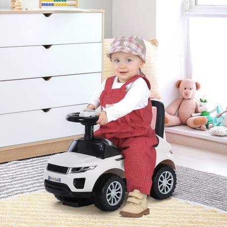 Porteur Enfants Voiture HOMCOM - Blanc - Coffre et klaxon - 4 roues - 12-36 mois JAUNE 2 - vertbaudet enfant 